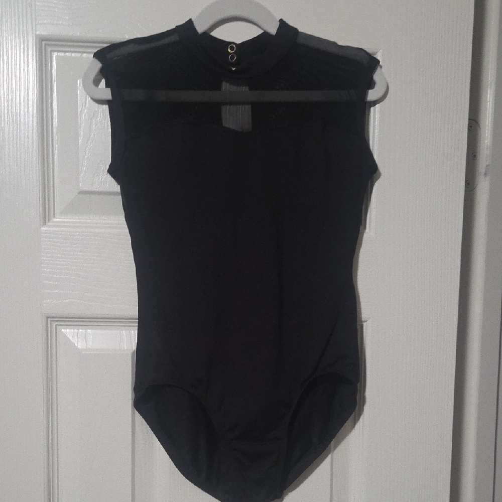 Suffolk Black Mockneck Leotard Petite